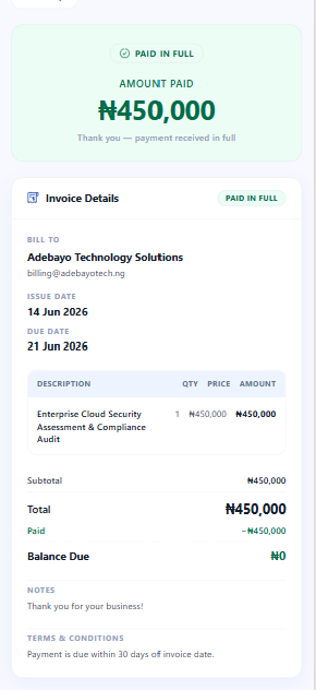 Mobile Paid Invoice